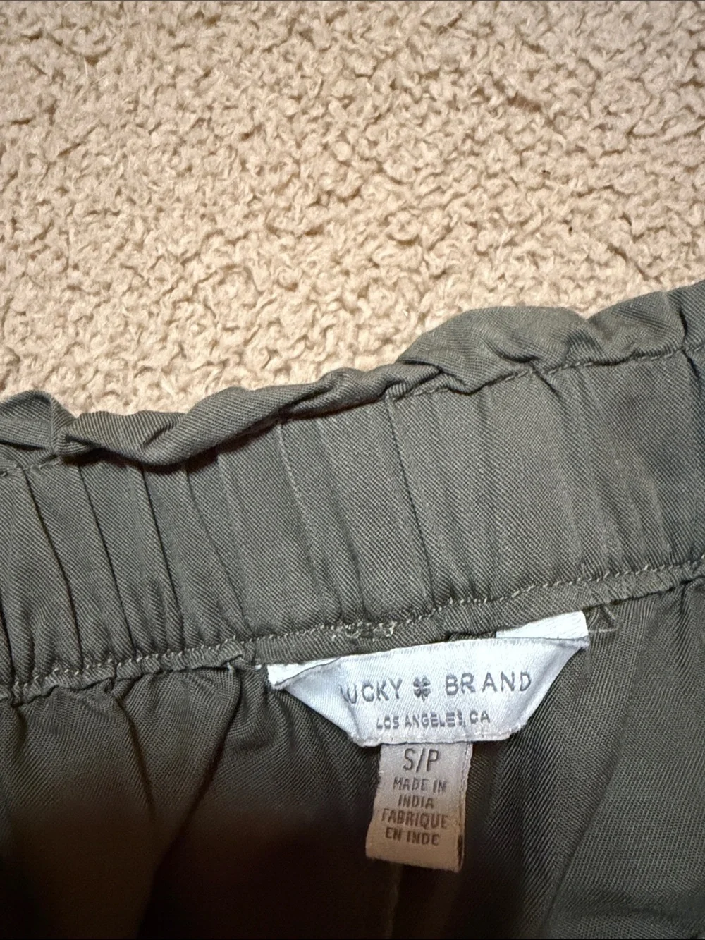 Lucky Brand Olive Green High-Waist Paperbag Shorts